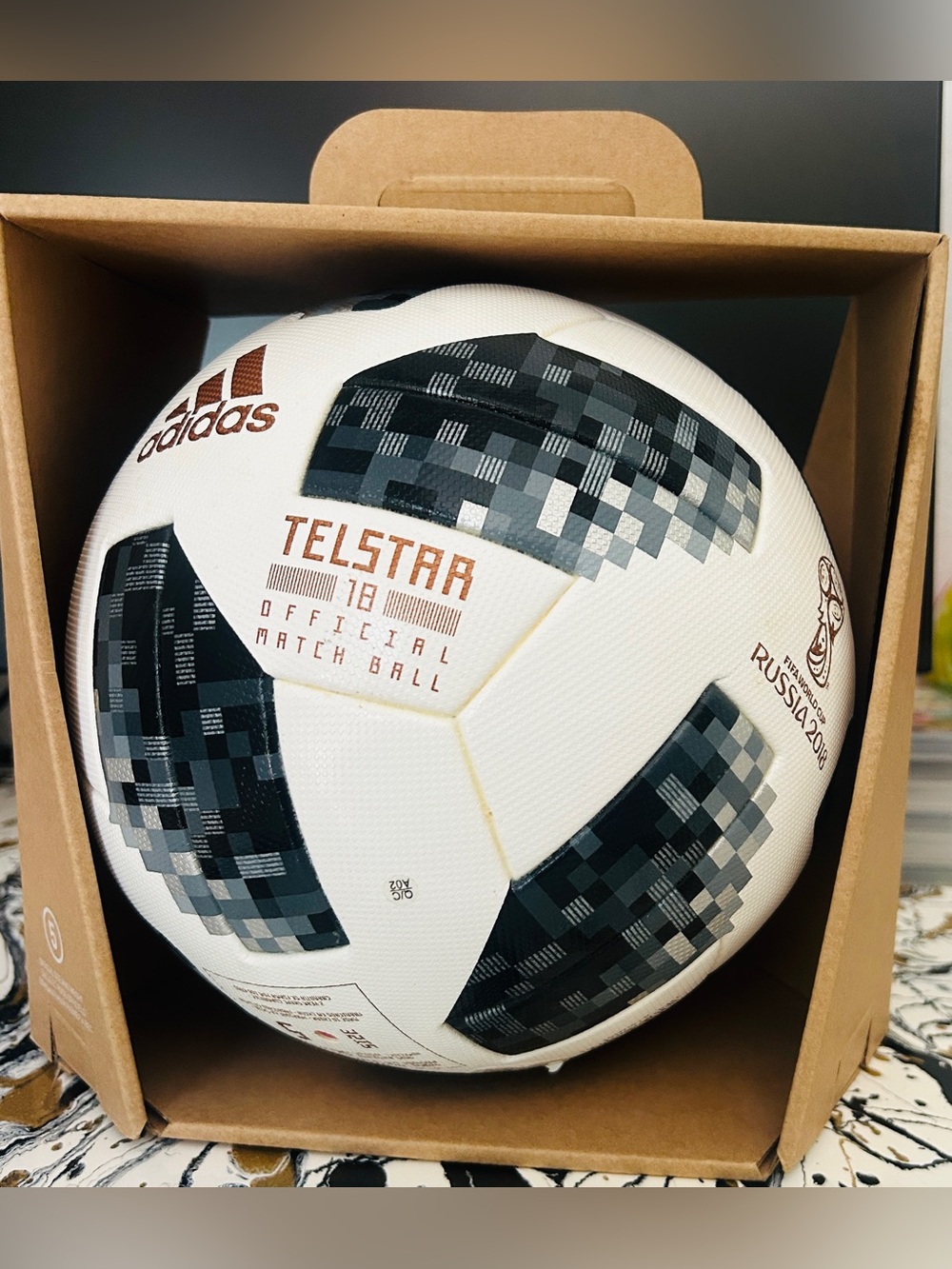 adidas Telstar 18 Soccer Ball - White & Black with Copper Accents